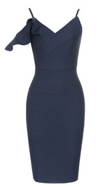 Ruffle Detail Dress Navy Blue