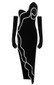 Strapless Crystal Trim Maxi Velvet Dress Black