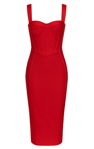 Bustier Structured Midi Dress Red - Luxe Midi Dresses and Luxe Party ...