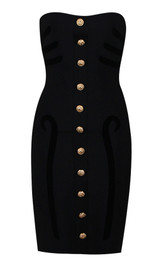 Strapless Button Dress Black