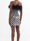 Strapless Feather Sequin Dress Black White