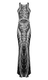 Sequined Maxi Dress Black Silver
