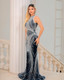Sequined Maxi Dress Black Silver