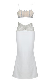 Sparkly Two Piece Maxi Dress White