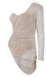 One Sleeve Crystal Bustier Dress Nude
