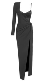 One Sleeve Bustier Maxi Dress Black