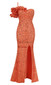 Ruffle Off Shoulder Sequin Maxi Dress Orange