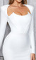 Long Sleeves Corset Design Midi Dress White