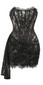 Strapless Lace Draped Corset Dress Black