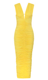 Bustier Ruched Maxi Dress Yellow