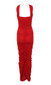 Halter Flower Detail Draped Maxi Dress Red
