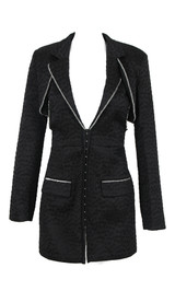 Long Sleeve Crystal Trim Blazer Dress Black
