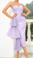 Strapless Bustier Mesh Detail Midi Dress Lavender