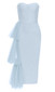 Strapless Bustier Mesh Detail Midi Dress Blue