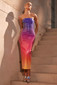 Strapless Sequin Midi Dress Rainbow