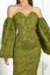 Puff Sleeve Off Shoulder Maxi Dress Green