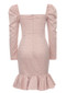 Puff Long Sleeve Bustier Ruffle Dress Pink