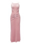 Ruched Detail Maxi Velvet Dress Pink