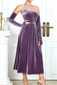 One Shoulder A Line Midi Velvet Dress Purple