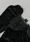 Puff Long Sleeve Crochet Maxi Velvet Dress Black