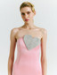 Crystal Heart Strapless Midi Dress Pink
