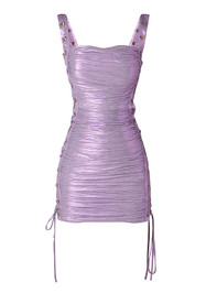 Lace Up Ruched Dress Purple