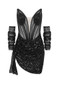 Strapless Corset Draped Sequin Dress Black