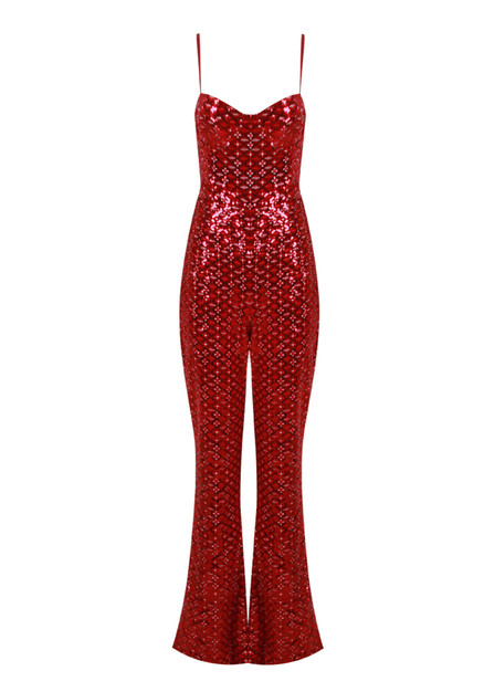 Sequin Jumpsuit Red - Luxe Jumpsuits and Luxe Party Jumpsuits