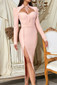 Long Sleeve Lace Bustier Maxi Dress Pink