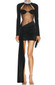 Long Sleeve Crystal Neck Bustier Dress Black
