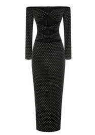 Long Sleeve Studded Maxi Dress Black