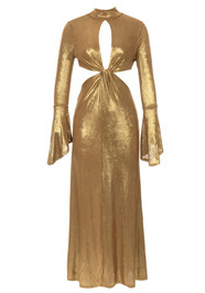 Long Sleeve A Line Maxi Dress Gold