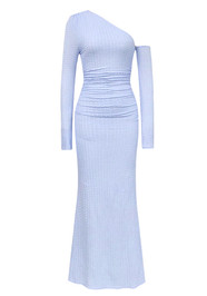 Long Sleeve One Shoulder Maxi Dress Blue