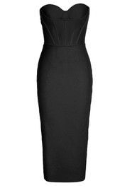 Strapless Structured Midi Dress Black