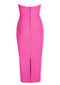 Strapless Structured Midi Dress Hot Pink