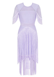 Short Sleeve Tassel Midi Dress Lavender