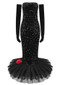 Strapless Sequin Mermaid Midi Dress Black