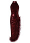 Halter Sequin Feather Maxi Dress Red