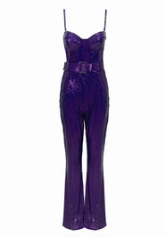 Bustier Sequin Jumpsuit Purple