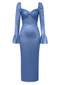 Long Sleeve Bustier Midi Dress Blue