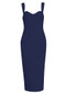 Bustier Structured Midi Dress Navy Blue