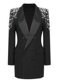 Crystal Long Sleeve Blazer Dress Black