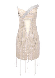 Strapless Crystal Pearl Embellished Dress