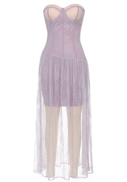 Strapless Corset Lace Maxi Dress Lavender