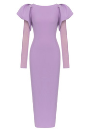 Mesh Long Sleeve Maxi Dress Lavender
