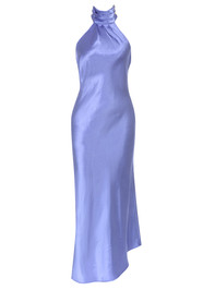 Halter Pearl Detail Maxi Silk Dress Purple