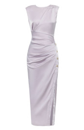 Draped Midi Silk Dress Lavender