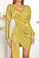 Long Sleeve Draped Dress Mustard