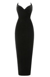 Strapless Bustier Maxi Velvet Dress Black