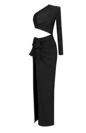One Sleeve Cut Out Maxi Dress Black